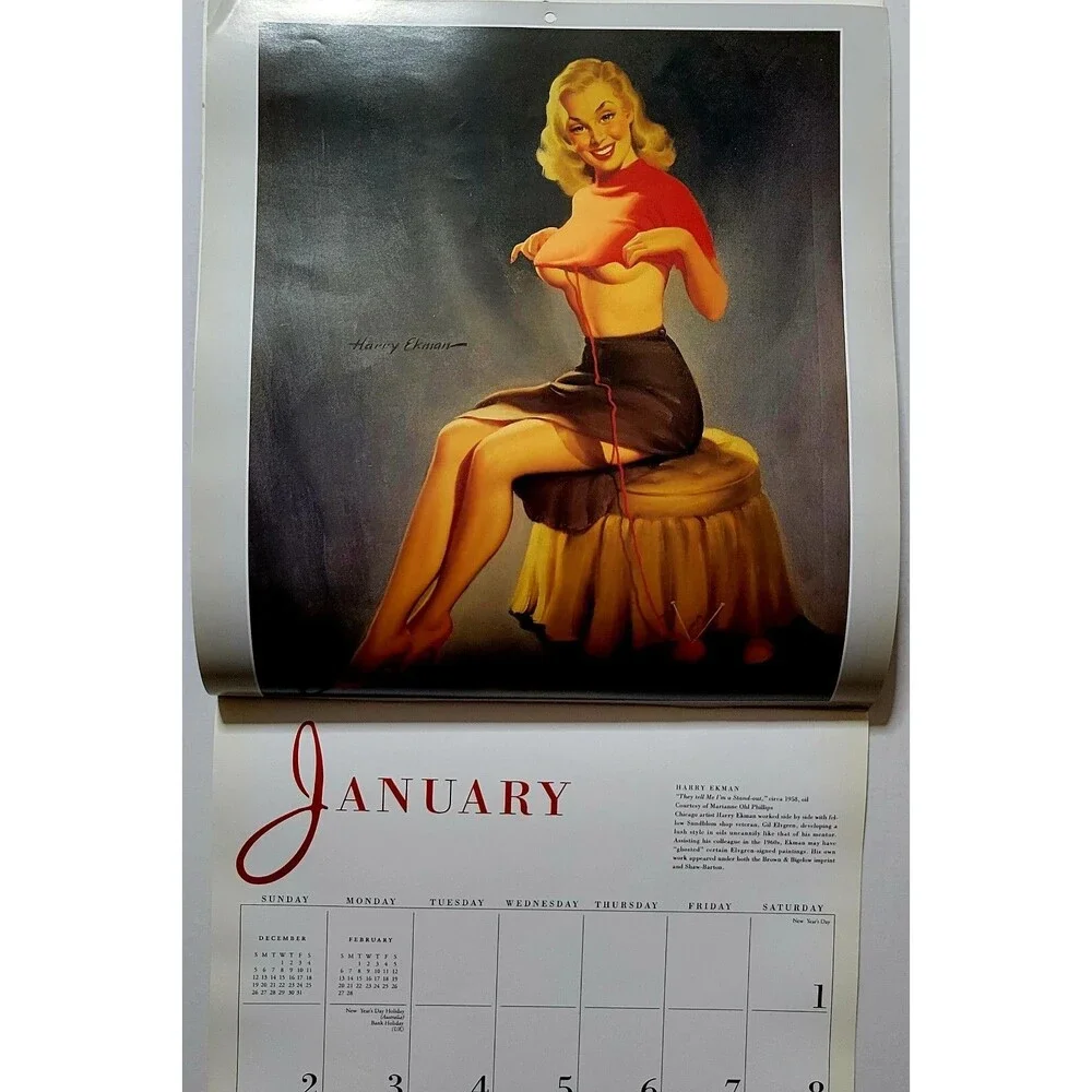 1994 PINUP ART CALENDAR: GOLDEN AGE of GLAMOUR 1930 to 1950 Featuring 12 Artists